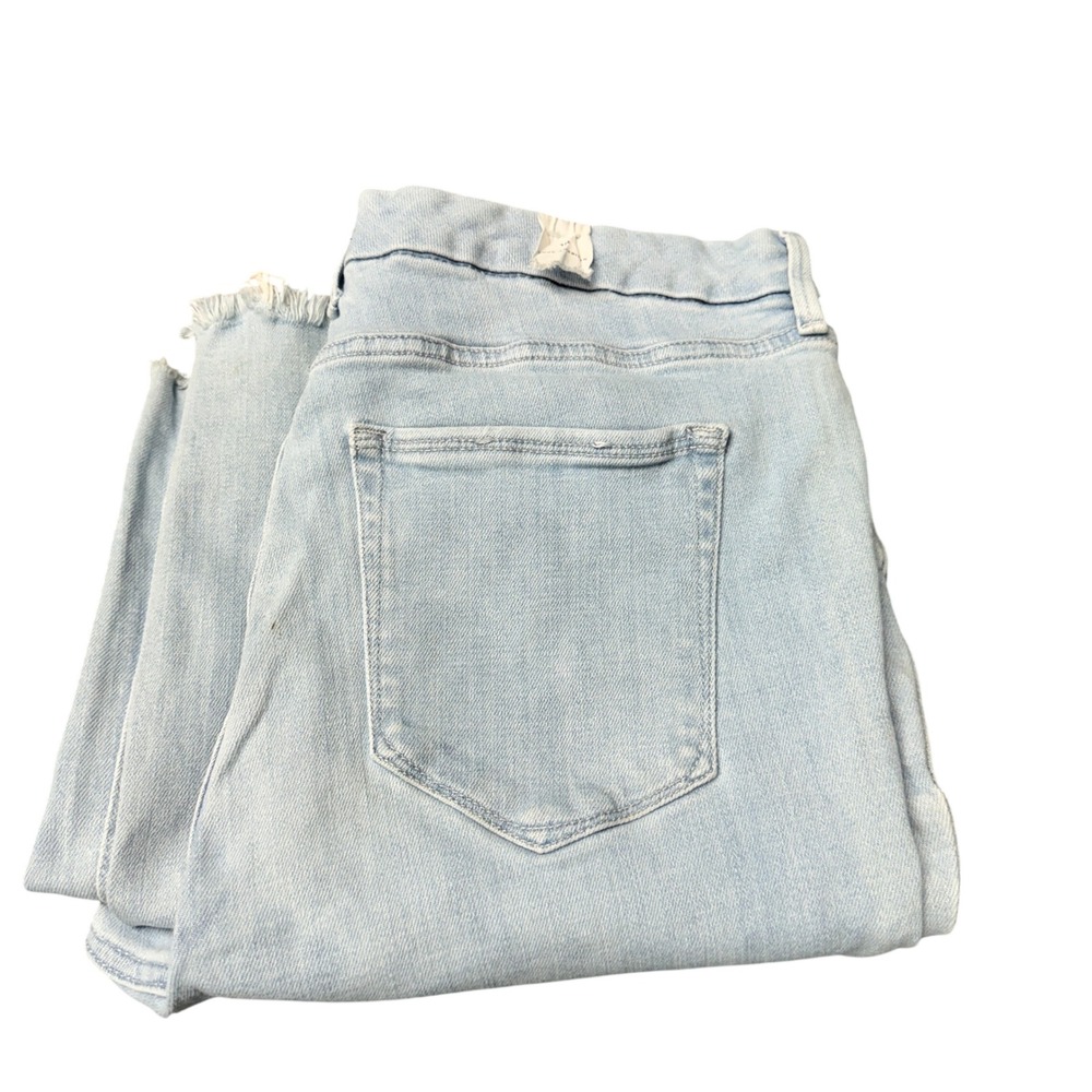 Good American Jeans Womens 18 (38x32 ACTUAL) Flare Light Blue Wash Raw Hem Boho
